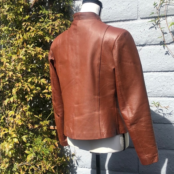🎉Host Pick🎉Dark caramel leather jacket - Picture 4 of 8